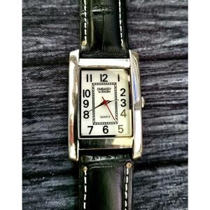 Rare Vintage Embassy Gruen Mop Dial Men's Black Tank Watch